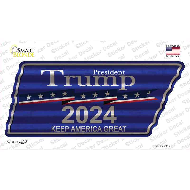 TN-285s-M Trump 2024 Novelty Corrugated Tennessee Shape Sticker Decal - Medium