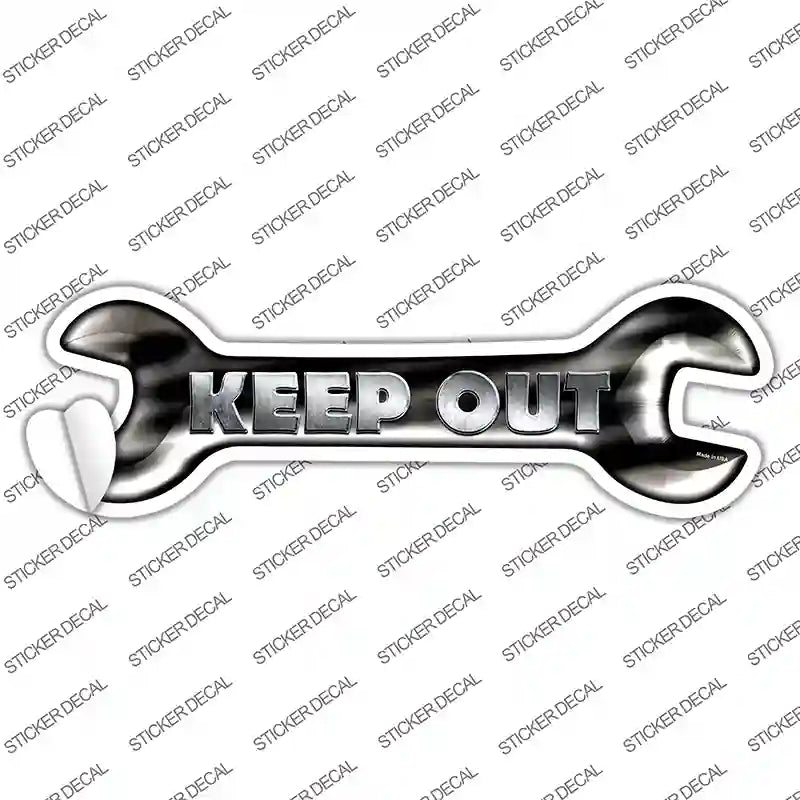 W-043s-XL Keep Out Novelty Wrench Sticker Decal - Extra Large