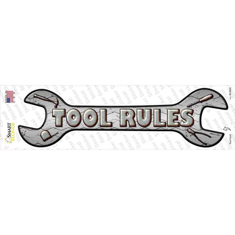W-044s-M Tool Rules Novelty Wrench Sticker Decal - Medium