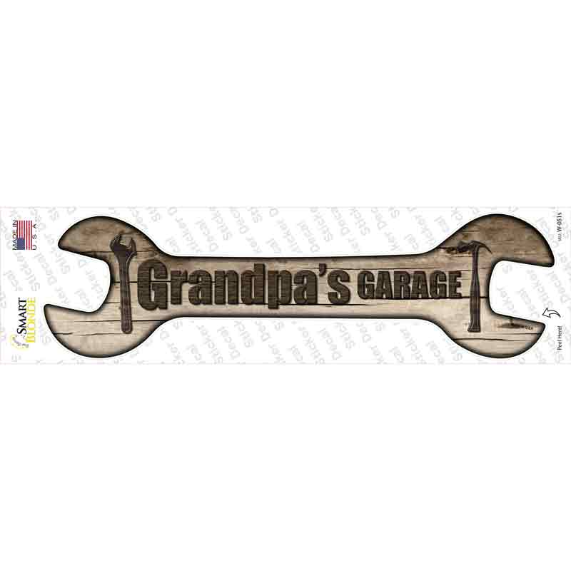 W-051s-M Grandpas Garage Novelty Wrench Sticker Decal - Medium
