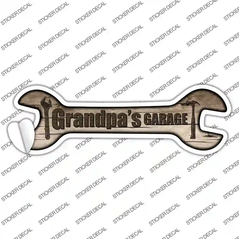 W-051s-XL Grandpas Garage Novelty Wrench Sticker Decal - Extra Large