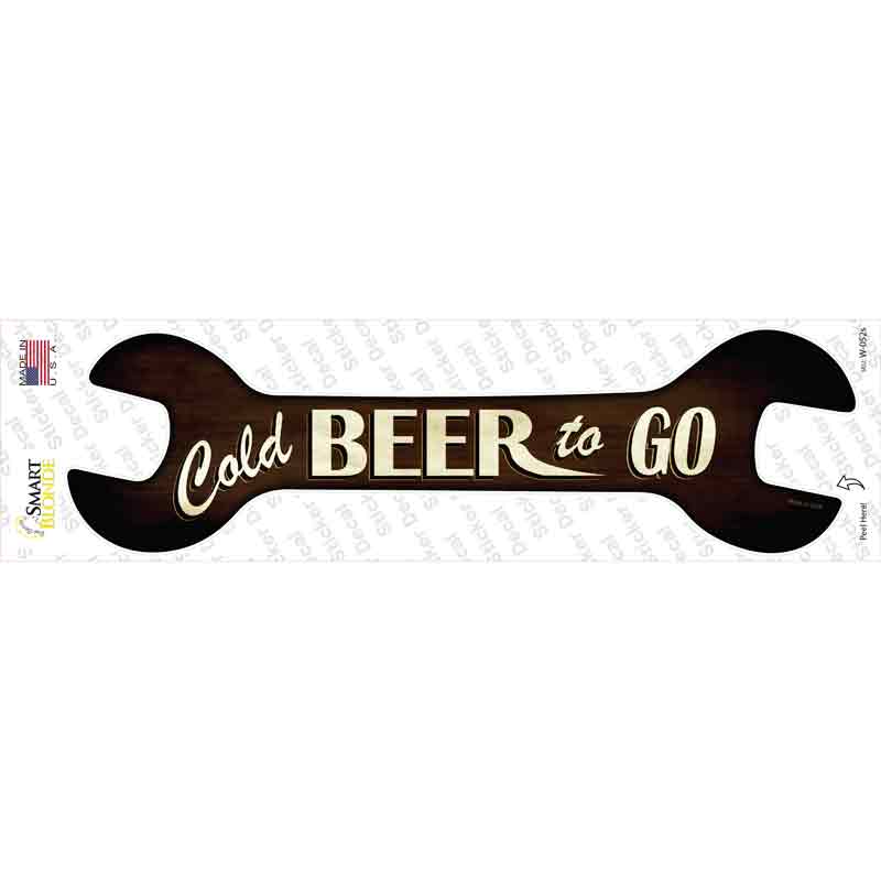 W-052s-M Cold Beer to Go Novelty Wrench Sticker Decal - Medium