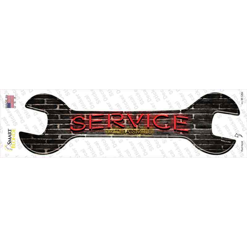 W-126s-M Service with A Smile Novelty Wrench Sticker Decal - Medium