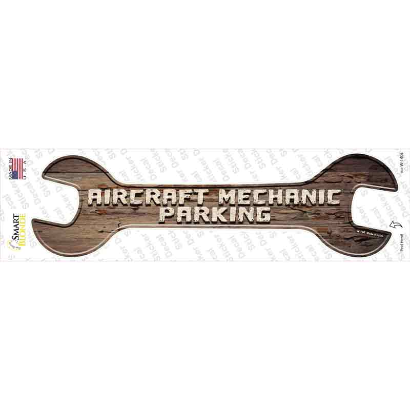 W-140s-M Aircraft Mechanic Parking Novelty Wrench Sticker Decal - Medium