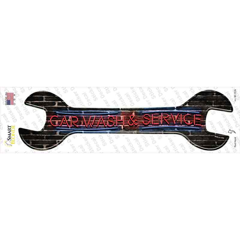 W-153s-M Car Wash & Service Novelty Wrench Sticker Decal - Medium