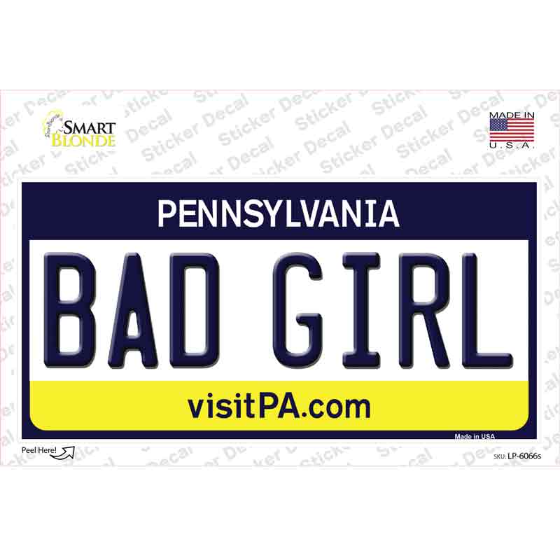 LP-6066s-M Bad Girl Pennsylvania State Novelty Sticker Decal - Medium