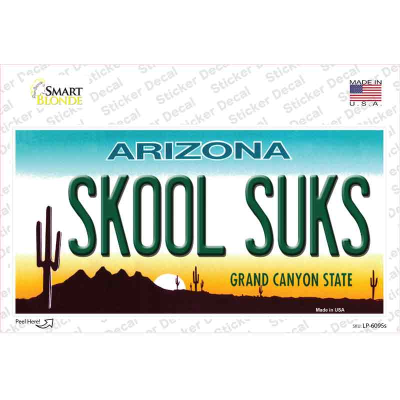 LP-6095s-M Arizona Skool Suks Novelty Sticker Decal - Medium