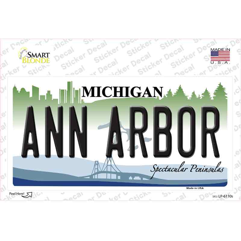 LP-6110s-M Ann Arbor Michigan Novelty Sticker Decal - Medium