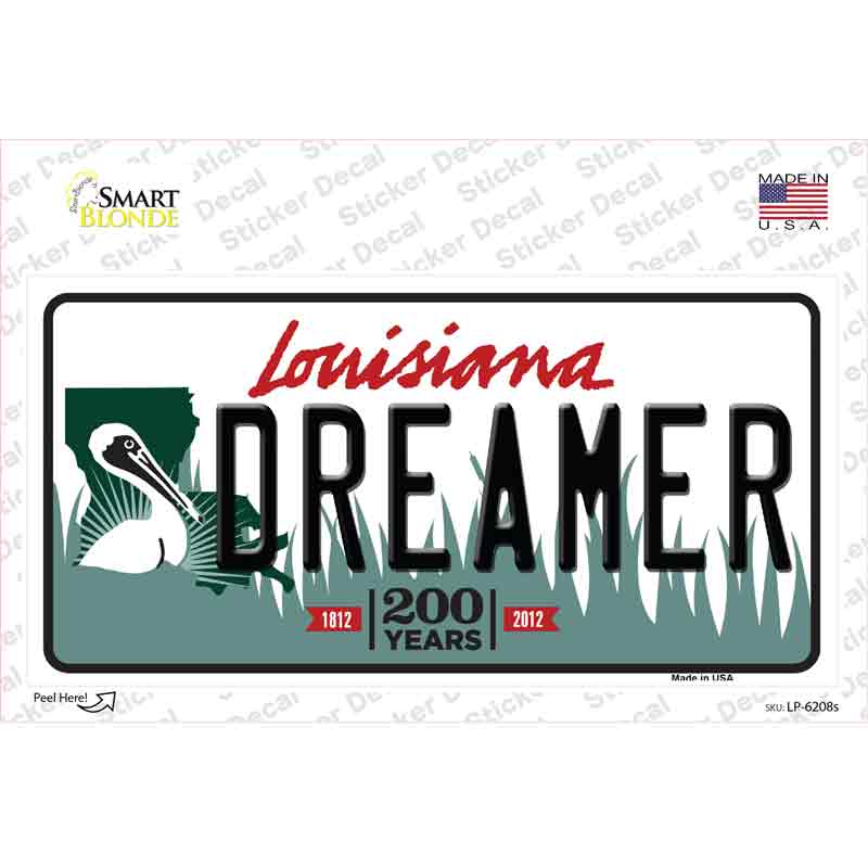 LP-6208s-M Dreamer Louisiana Novelty Sticker Decal - Medium