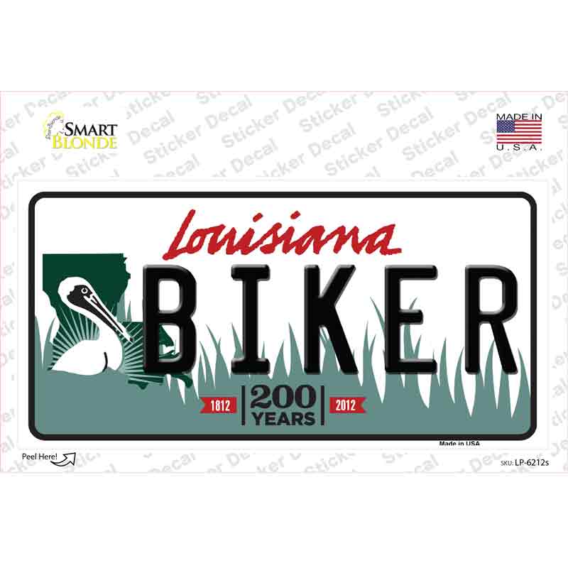 LP-6212s-M Biker Louisiana Novelty Sticker Decal - Medium