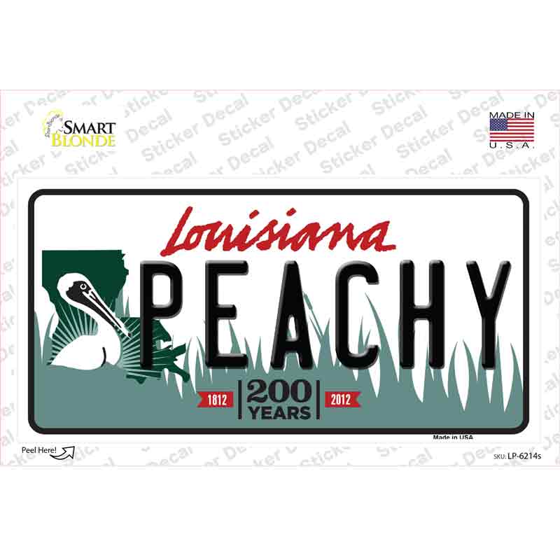 LP-6214s-M Peachy Louisiana Novelty Sticker Decal - Medium