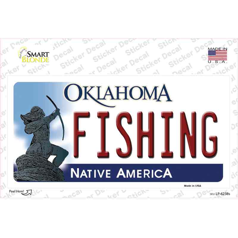 LP-6238s-M Fishing Oklahoma Novelty Sticker Decal - Medium