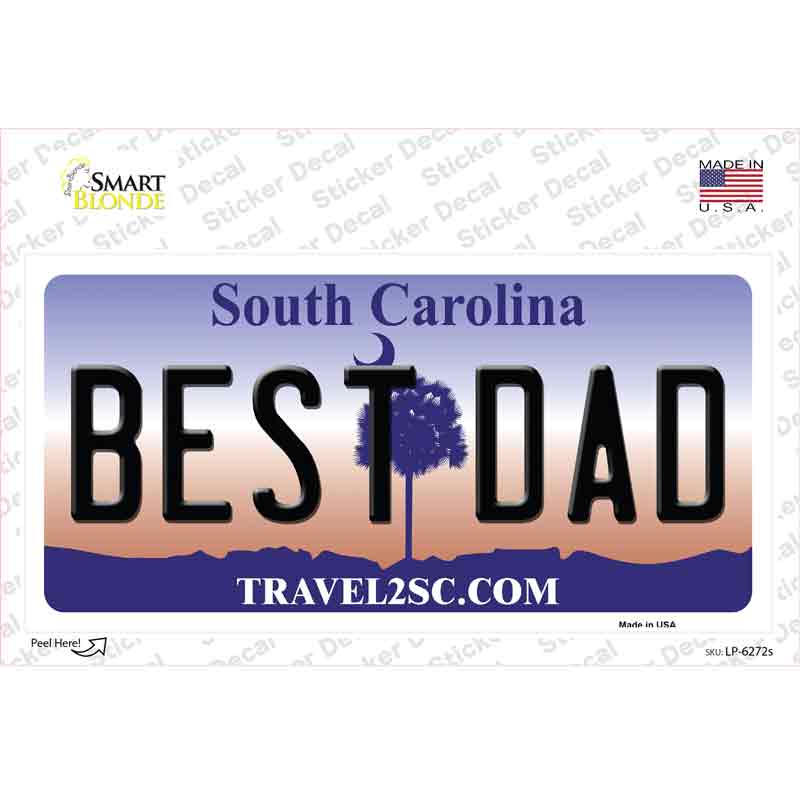 LP-6272s-M Best Dad South Carolina Novelty Sticker Decal - Medium