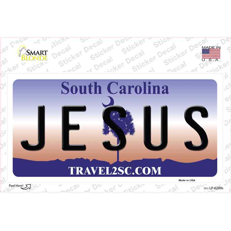LP-6289s-M Jesus South Carolina Novelty Sticker Decal - Medium