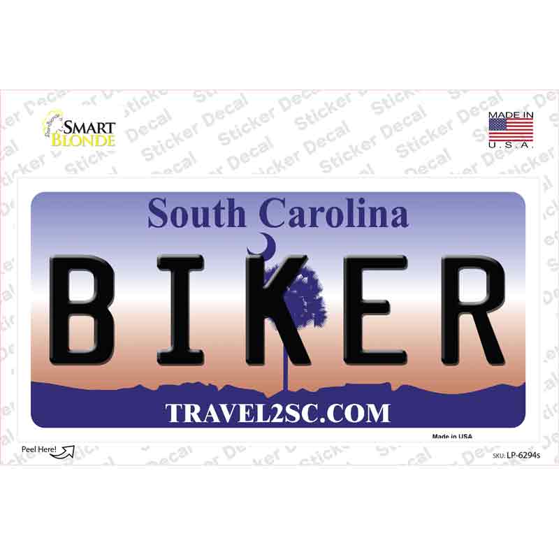 LP-6294s-M Biker South Carolina Novelty Sticker Decal - Medium