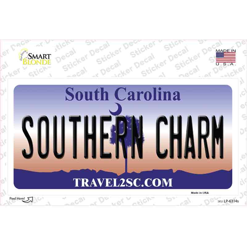 LP-6314s-M Southern Charm South Carolina Novelty Sticker Decal - Medium