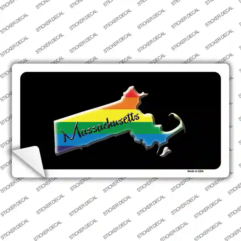 LP-6335s-S Massachusetts Rainbow Novelty Sticker Decal - Small