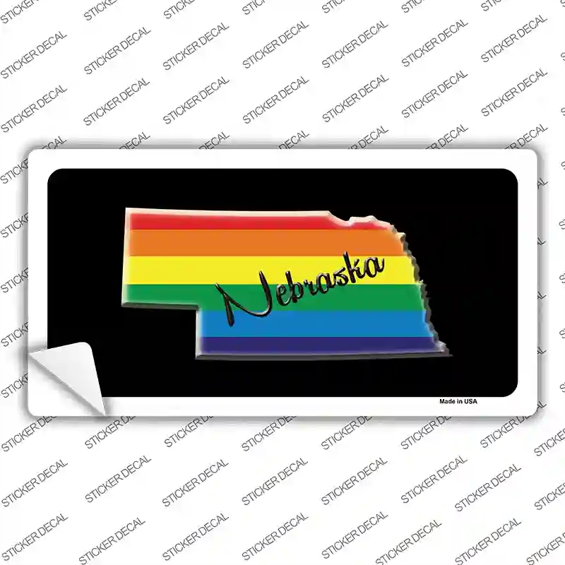 LP-6341s-L Nebraska Rainbow Novelty Sticker Decal - Large