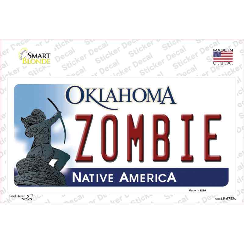 LP-6752s-M Zombie Oklahoma Novelty Sticker Decal - Medium