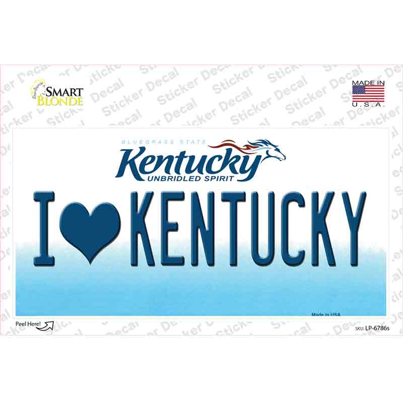 LP-6786s-M I Love Kentucky Novelty Sticker Decal - Medium