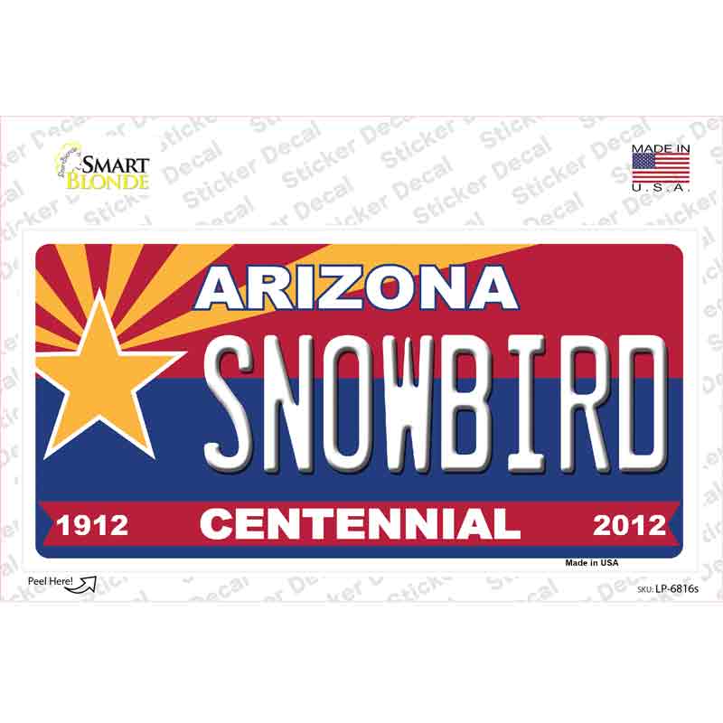 LP-6816s-M Arizona Centennial Snowbird Novelty Sticker Decal - Medium