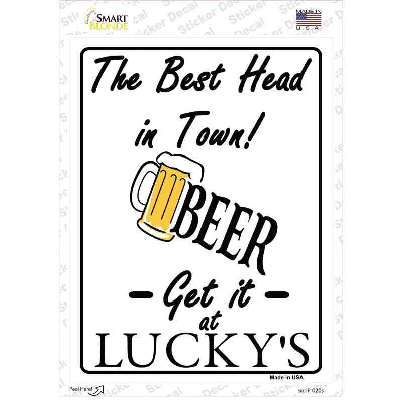P-020s-M Best Head in Town Novelty Rectangle Sticker Decal - Medium