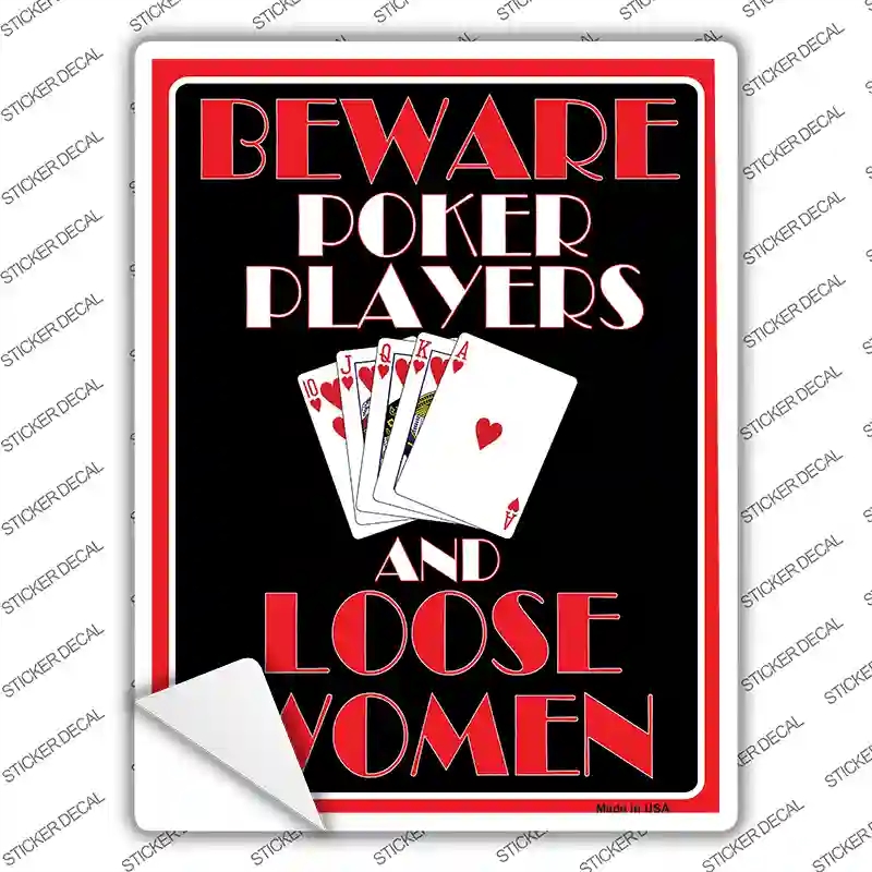 P-021s-XL Poker Players Novelty Rectangle Sticker Decal - Extra Large