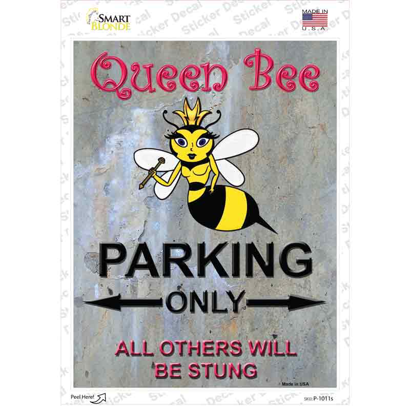 P-1011s-M Queen Bee Parking Novelty Rectangle Sticker Decal - Medium