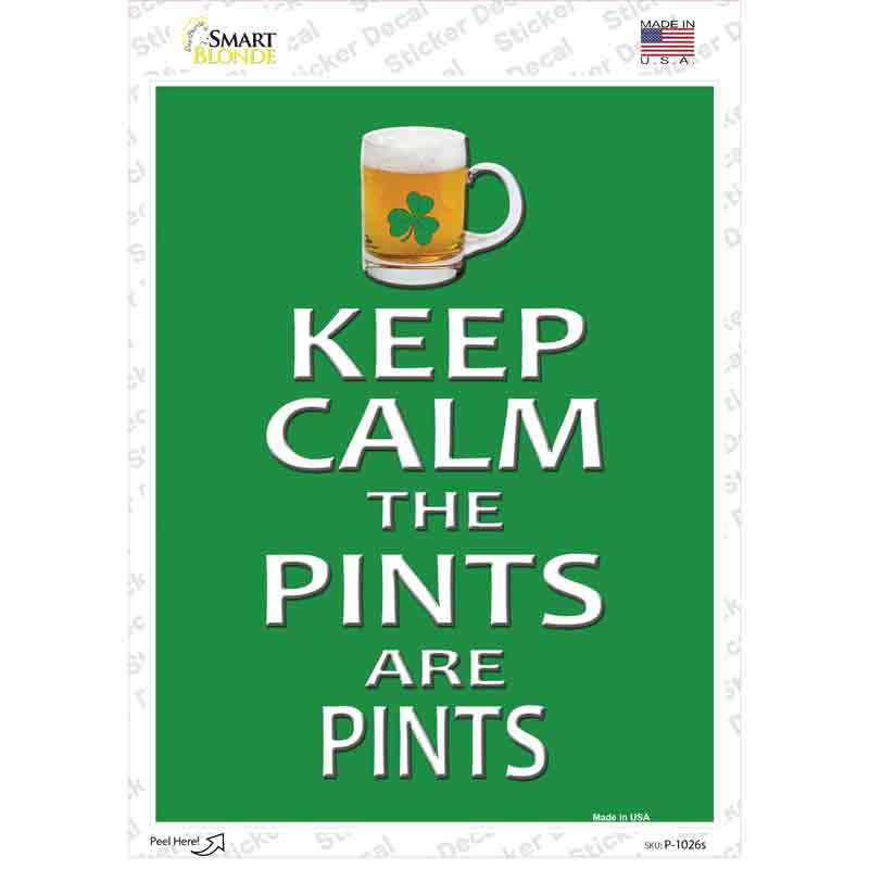 P-1026s-M Pints Novelty Rectangle Sticker Decal - Medium