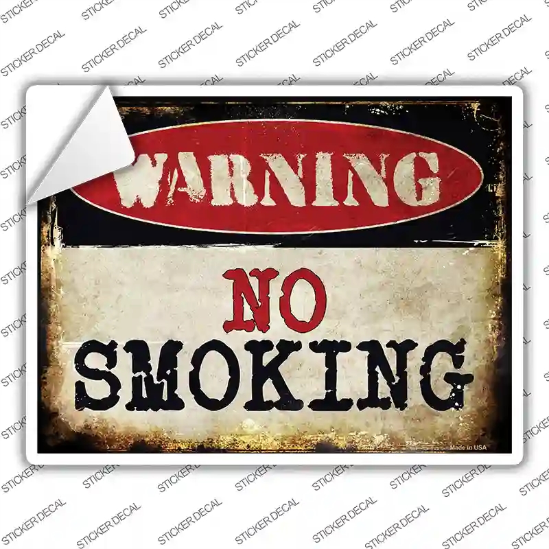 P-1342s-XL Warning No Smoking Novelty Rectangle Sticker Decal - Extra Large