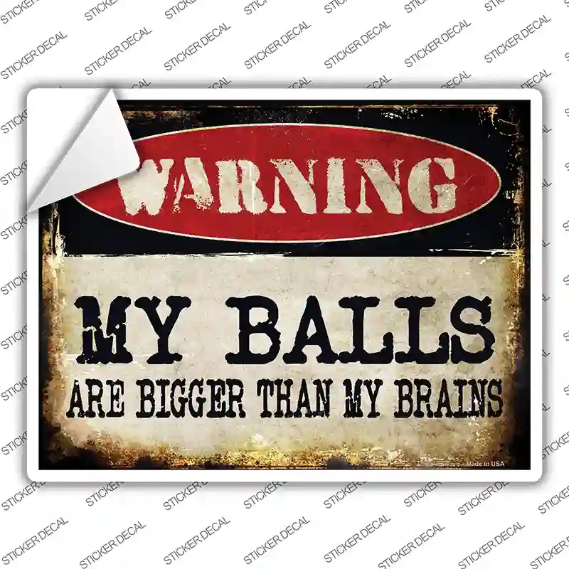 P-1363s-S My Balls Novelty Rectangle Sticker Decal - Small