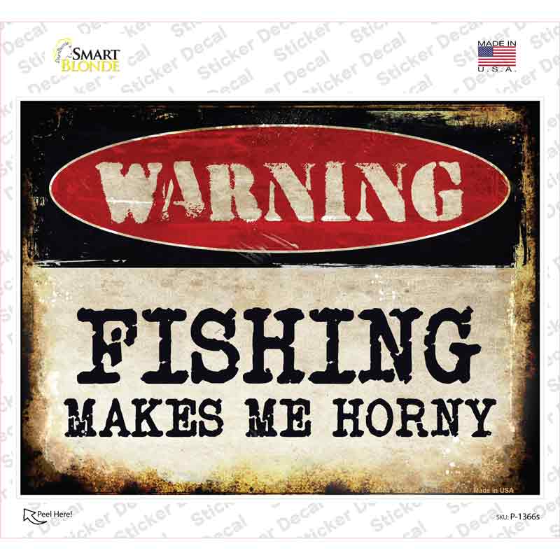 P-1366s-M Fishing Novelty Rectangle Sticker Decal - Medium