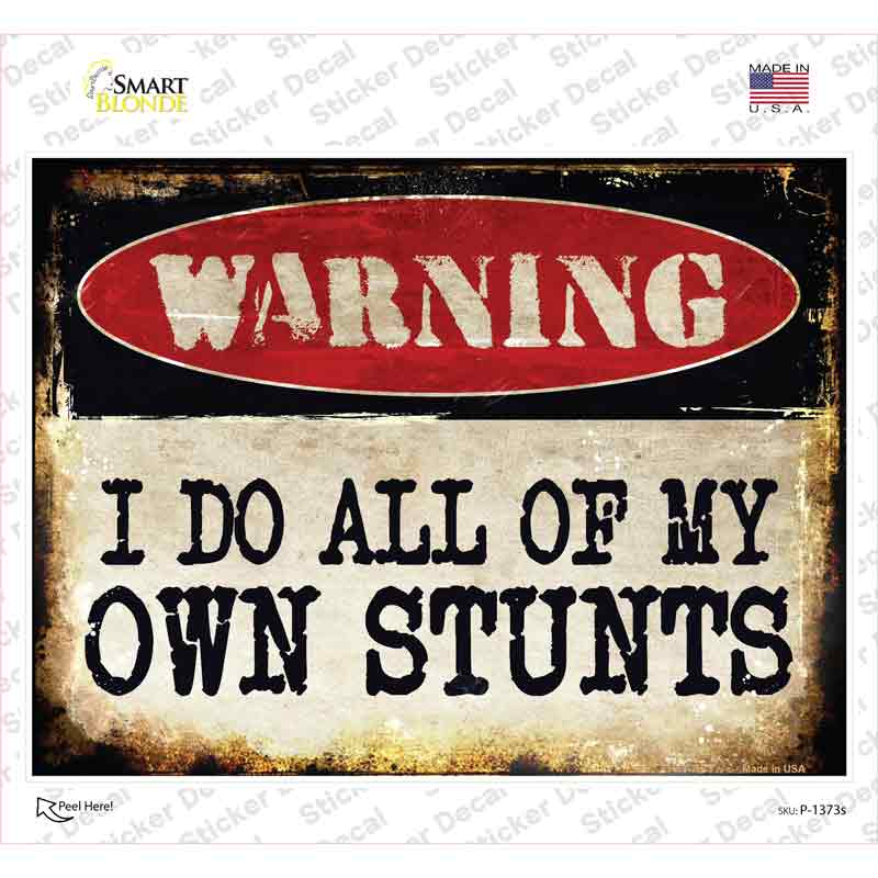 P-1373s-M I Do Own Stunts Novelty Rectangle Sticker Decal - Medium