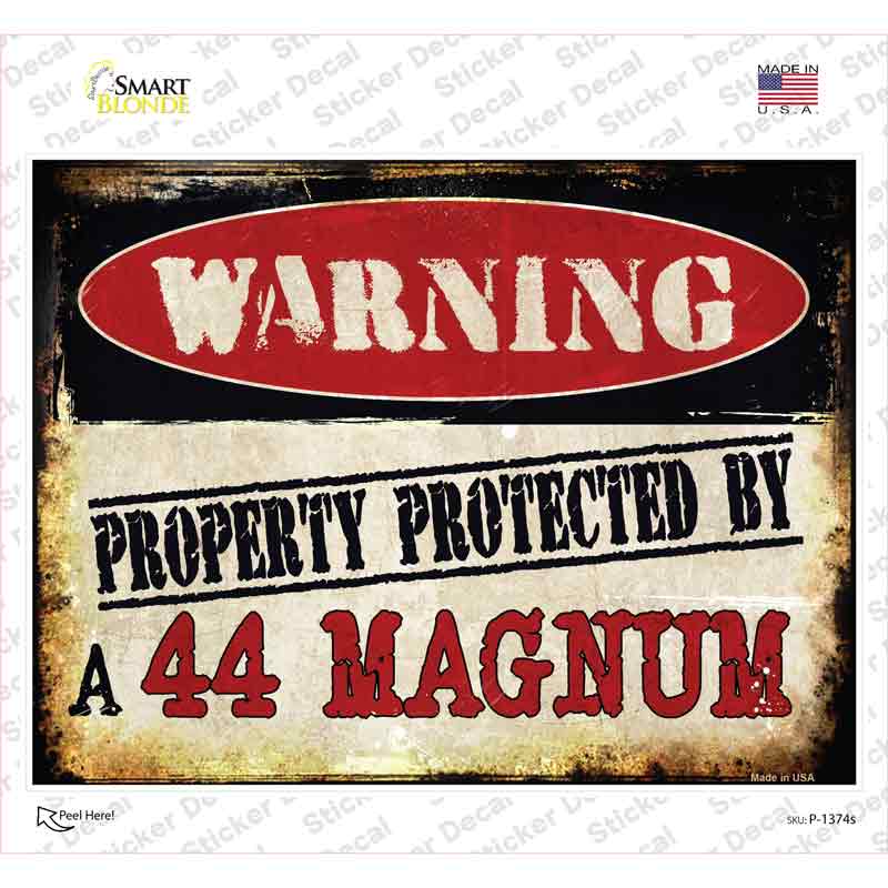 P-1374s-M 44 Magnum Novelty Rectangle Sticker Decal - Medium