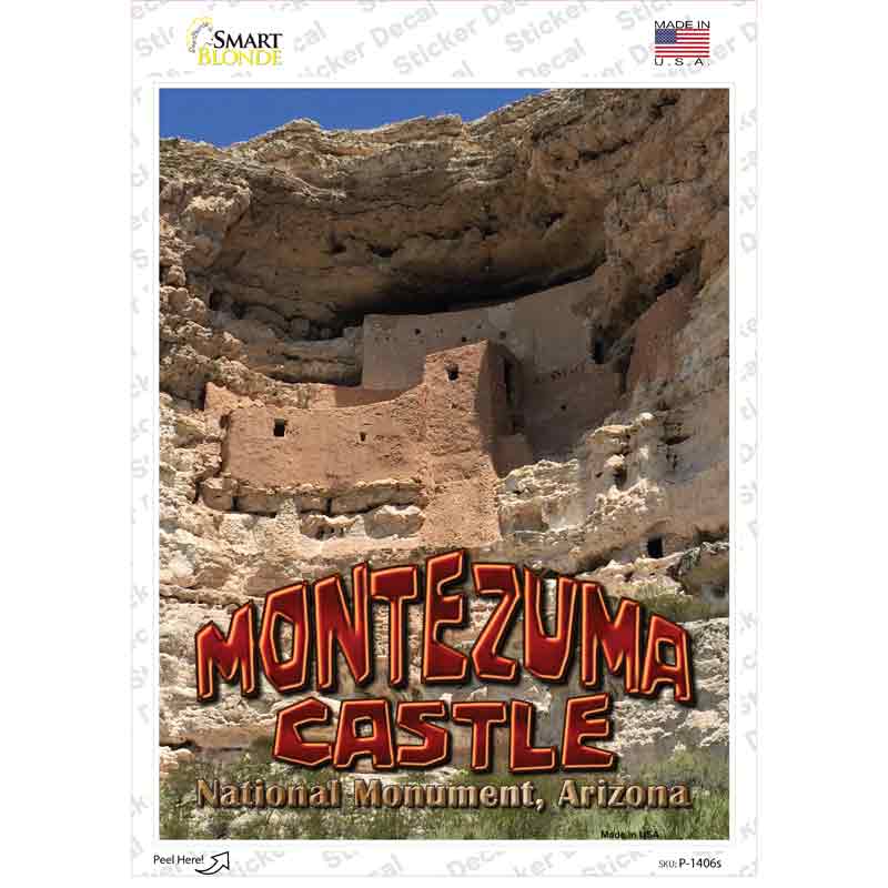 P-1406s-M Montezuma Castle Novelty Rectangle Sticker Decal - Medium