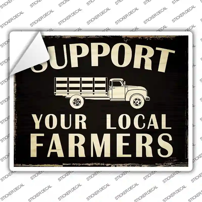 P-1407s-S Support Farmers Novelty Rectangle Sticker Decal - Small