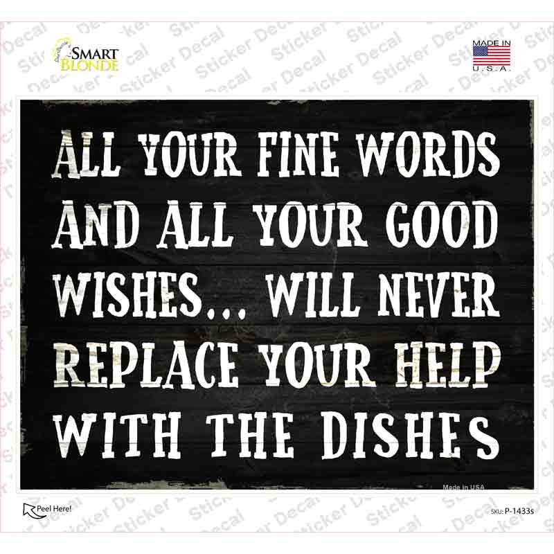 P-1433s-M Fine Words Good Wishes Novelty Rectangle Sticker Decal - Medium