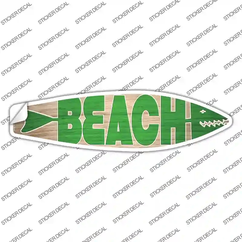 SB-409s-S Green Beach Novelty Surfboard Sticker Decal - Small