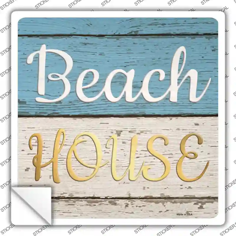 SQ-1188s-S Beach House Novelty Square Sticker Decal - Small