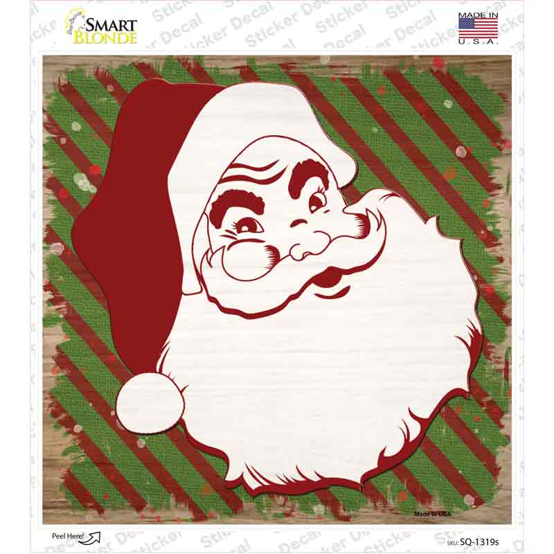SQ-1319s-M Santa Claus Red & Green Novelty Square Sticker Decal - Medium