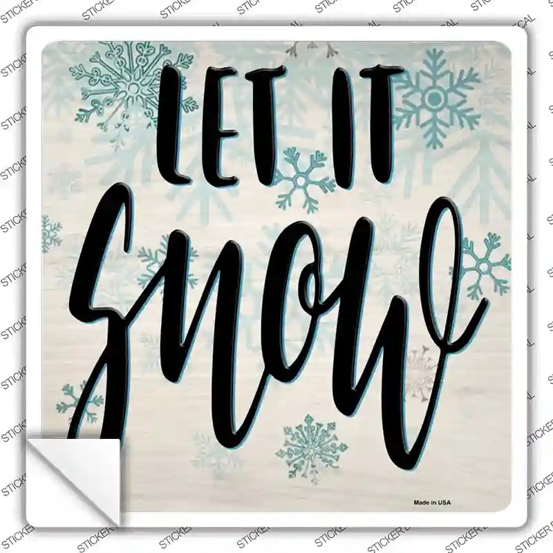 SQ-1327s-S Let It Snow White Novelty Square Sticker Decal - Small