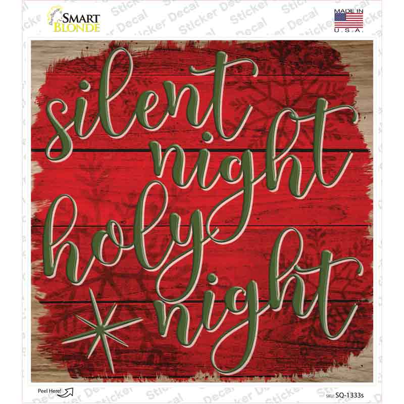 SQ-1333s-M Silent Night Holy Night Red Novelty Square Sticker Decal - Medium