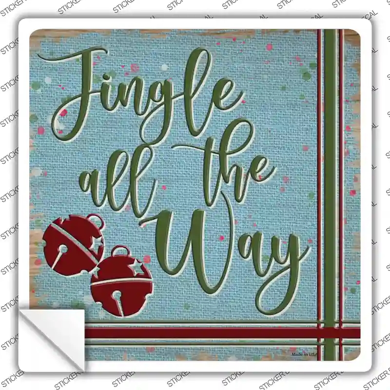 SQ-1334s-S Jingle All the Way Blue Novelty Square Sticker Decal - Small