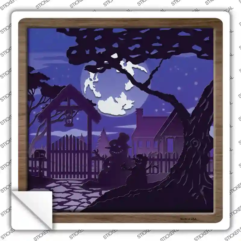 SQ-1353s-L Snowmen Shadow Box Novelty Square Sticker Decal - Large