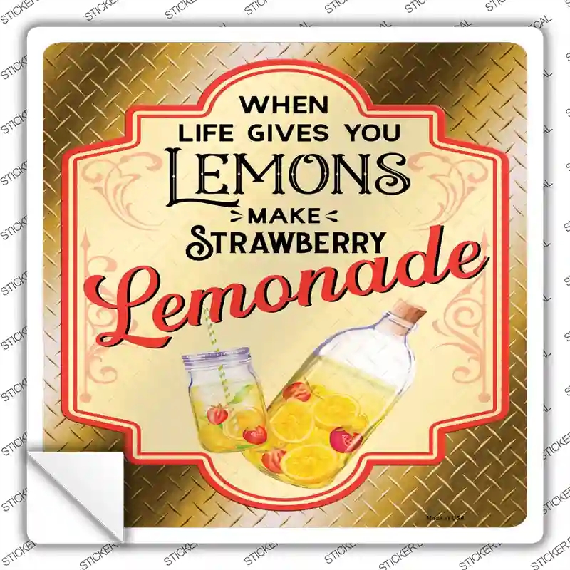 SQ-1359s-S Make Strawberry Lemonade Gold Novelty Square Sticker Decal - Small
