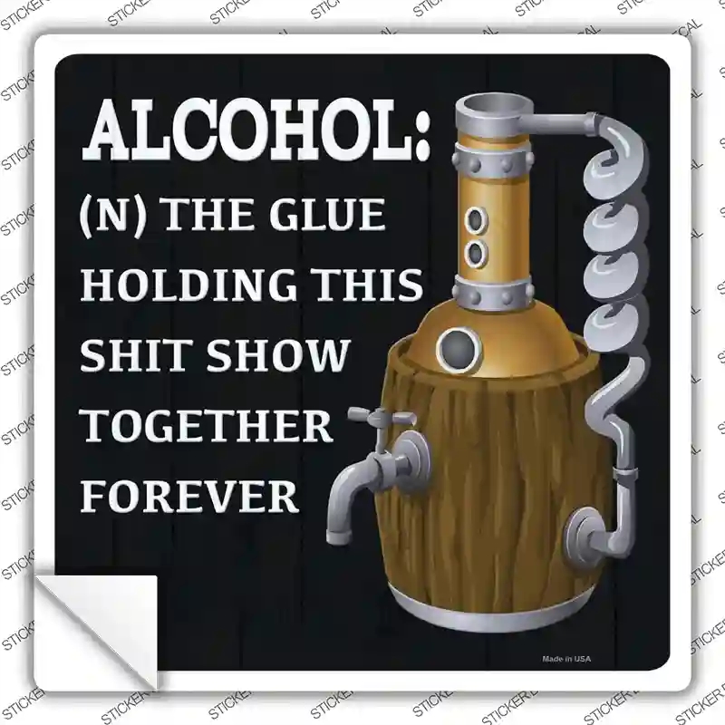 SQ-1405s-L Alcohol Definition Novelty Square Sticker Decal - Large