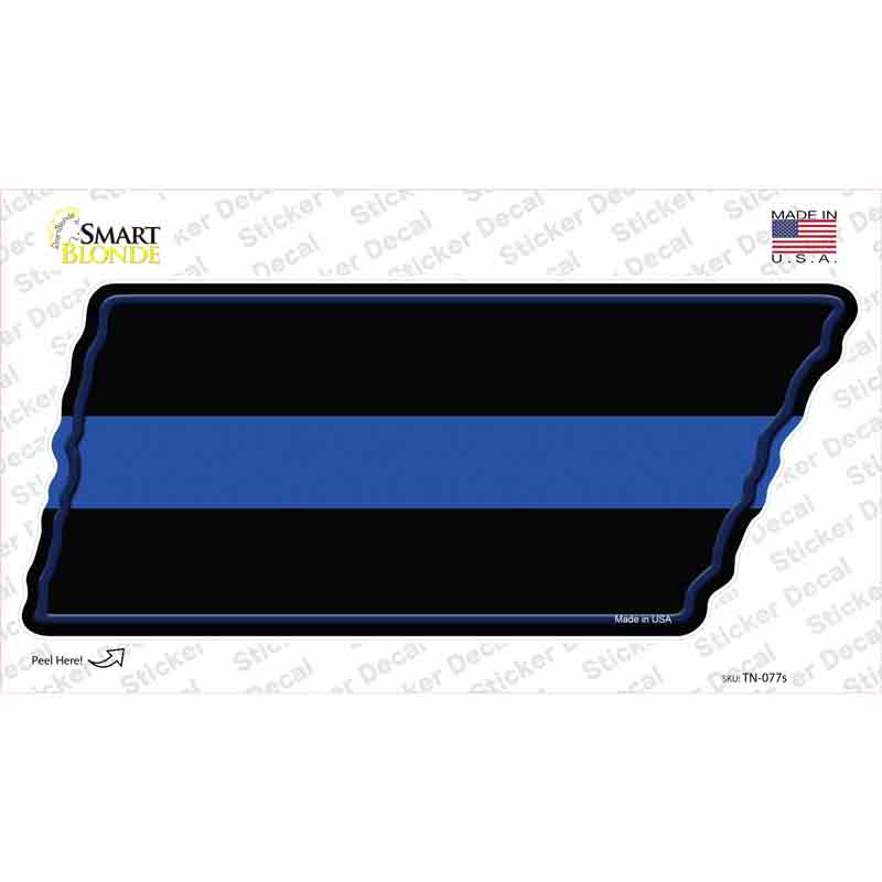 TN-077s-M Thin Blue Line Novelty Tennessee Shape Sticker Decal - Medium
