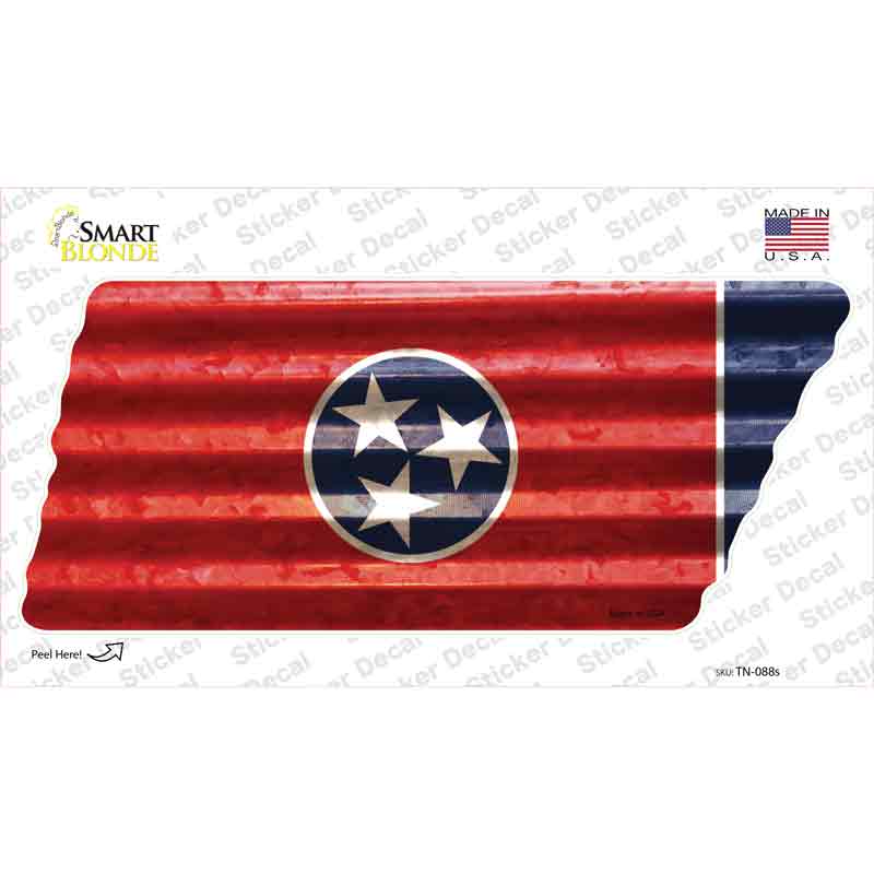 TN-088s-M Corrugated Tennessee Flag Novelty Tennessee Shape Sticker Decal - Medium