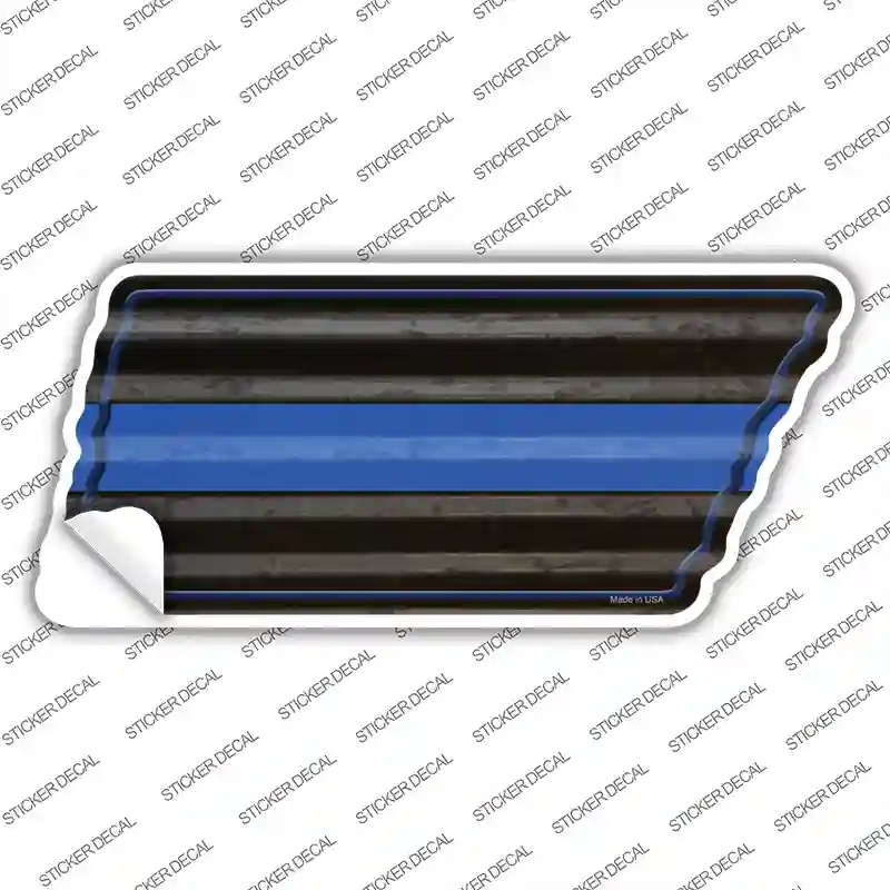 TN-276s-L Thin Blue Line Novelty Corrugated Tennessee Shape Sticker Decal - Large