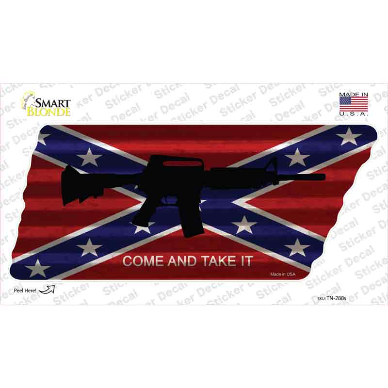TN-288s-M Come & Take It Novelty Corrugated Tennessee Shape Sticker Decal - Medium